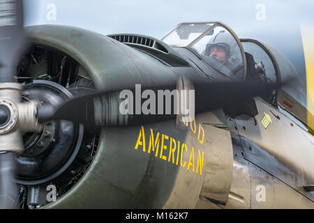 A-1 Skyraider in corrispondenza di un'esibizione aerea all'Heritage Flight Museum, Skagit aeroporto regionale, Burlington, Washington, Stati Uniti d'America Foto Stock