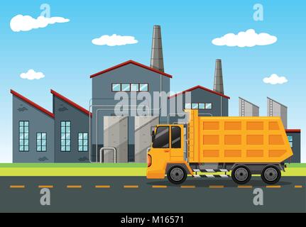 Scena di fabbrica con pratiche di dumping illustrazione del carrello Illustrazione Vettoriale