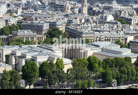 Vista nord, il Palais de Tokyo (Palazzo di Tokyo), il Musee Galliera (città della moda di Parigi Museo) e Musee d'Art Moderne de la Ville de Paris vedere Foto Stock