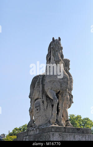 Parigi, scultura in pietra calcarea di Preault Antoine-Augustin (1809-1879) pilota gallico riva sinistra sul lato a monte del Pont D'al ponte Iena. installato nel 1853, Foto Stock