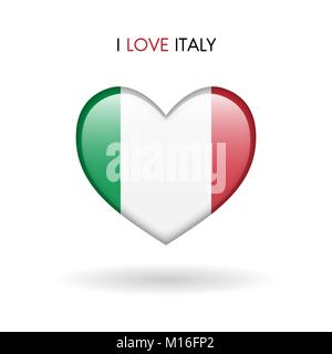 Amore Italia simbolo. Cuore di bandiera icona lucida su uno sfondo bianco isolato illustrazione vettoriale EPS10 Illustrazione Vettoriale