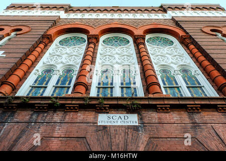 Il Savannah, Georgia, Stati Uniti d'America - 31 ottobre 2017: i dettagli di una vecchia sinagoga dove trova SCAD Museum of Art di Savannah, Georgia, Stati Uniti d'America. Foto Stock