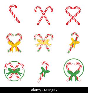 Natale Candy Cane vettore grafico illustrazione simbolo segno Set Design Illustrazione Vettoriale