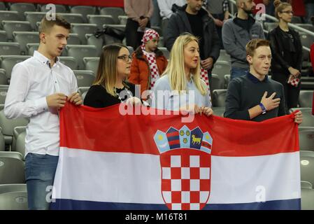 Zagabria, CroatiaJanuary 26th 2018, Zagreb, Croazia; unione Mens campionato di pallamano, Croazia contro la Repubblica ceca; Sostenitori Croazia Credito: Laurent Lairys/Agence Locevaphotos/Alamy Live News Foto Stock