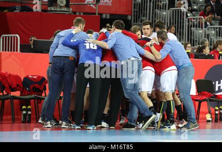 Zagabria, CroatiaJanuary 26th 2018, Zagreb, Croazia; unione Mens campionato di pallamano, Croazia contro la Repubblica ceca; Team Repubblica Ceca Credito: Laurent Lairys/Agence Locevaphotos/Alamy Live News Foto Stock