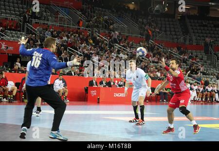 Zagabria, Croazia.Il 26 gennaio 2018, Zagreb, Croazia; unione Mens campionato di pallamano, Croazia contro la Repubblica ceca; Zlatko Horvat (Croazia) in azione Credit: Laurent Lairys/Agence Locevaphotos/Alamy Live News Foto Stock