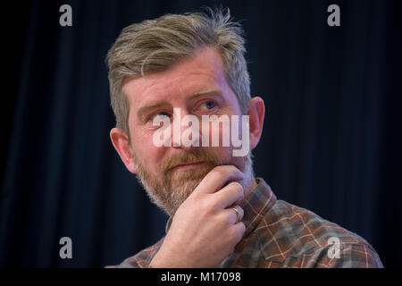 Mosca, Russia. Il 25 gennaio 2018. Film del regista Nikolai Khomeriki nel corso di una conferenza stampa davanti alla stampa-anteprima del film Selfie alla Rossiya Segodnya agenzia di notizie internazionale di multimedia premere Centro. Credito: Victor Vytolskiy/Alamy Live News Foto Stock