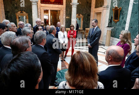 Madrid, Spagna. Xvii gen, 2018. Il re Felipe incontro con la fomentano del comitato degli alti all'Albania Palace in Barcelona, Spagna gennaio17, 2018. Credito: Jimmy Olsen/Media punzone ***Nessuna Spagna***/Alamy Live News Foto Stock