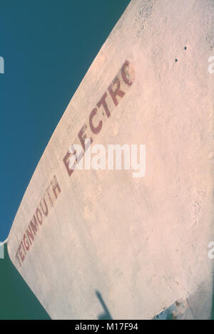 Barca trimarano di Donald Crowhurst, Teignmouth Electron fotografato su Isola Cayman Brac, Isole Cayman, 1991. Foto Stock