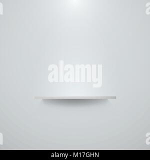 Vuoto ripiano bianco appeso a una parete. Ufficio luminoso a parete con ripiano. Illustrazione Vettoriale Illustrazione Vettoriale