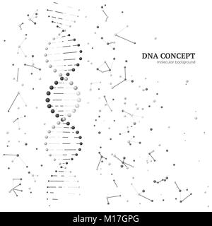 Modello grafico molecola di DNA. Sfondo molecolare. Illustrazione Vettoriale Illustrazione Vettoriale