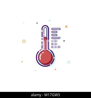 Concetto di icona del termometro. Linea sottile piatto elemento di design. Misurare e concetto di misurazione. Illustrazione di vettore isolato su sfondo bianco Illustrazione Vettoriale