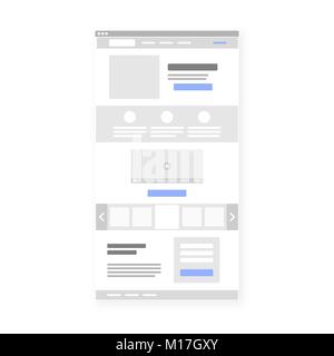 Landing page sito web interfaccia wireframe modello. Vettore Illustrazione Vettoriale