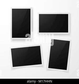 Set di photo frame con l'ombra. Fotografica realistica del modello di confine. Illustrazione di vettore isolato su sfondo bianco Illustrazione Vettoriale