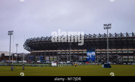 Un colpo di rugby Murrayfield Stadium di Edimburgo, Scozia Foto Stock