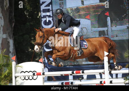 Guadalajara, Jalisco, Messico. Il 27 gennaio, 2018.CSI 4*, Longines World Cup, Karl Cook (USA) Tembla equitazione. Credito: Pietro Lewellyn/Alamy News Foto Stock