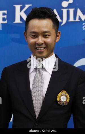 Tatsumi International centro nuoto, Tokyo, Giappone. 28 gen, 2018. Katsumi Nakamura, 28 gennaio 2018 - Nuoto : Kosuke Kitajima Cup 2018, Cerimonia di premiazione a Tatsumi International centro nuoto, Tokyo, Giappone. Credito: Sho Tamura AFLO SPORT/Alamy Live News Foto Stock