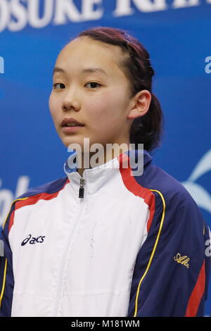 Tatsumi International centro nuoto, Tokyo, Giappone. 28 gen, 2018. Ako Iida, 28 gennaio 2018 - Nuoto : Kosuke Kitajima Cup 2018, Cerimonia di premiazione a Tatsumi International centro nuoto, Tokyo, Giappone. Credito: Sho Tamura AFLO SPORT/Alamy Live News Foto Stock