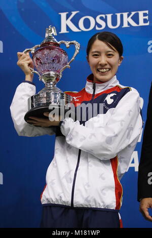 Tatsumi International centro nuoto, Tokyo, Giappone. 28 gen, 2018. Yui Ohashi, 28 gennaio 2018 - Nuoto : Kosuke Kitajima Cup 2018, Cerimonia di premiazione a Tatsumi International centro nuoto, Tokyo, Giappone. Credito: Sho Tamura AFLO SPORT/Alamy Live News Foto Stock