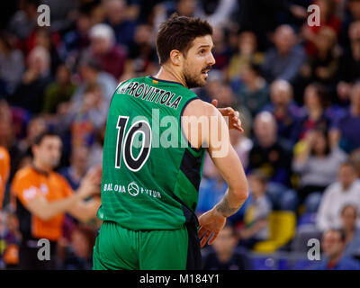 Barcellona, Spagna. 28 gen, 2018. Palau Blaugrana, 28 gennaio match tra FC Barcelona e Lassa Divina Joventut. Liga Endesa. Nicolas Laprovittola durante la partita. Credito: UKKO Immagini/Alamy Live News Foto Stock