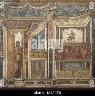 Napoli. L'Italia. Affrescata sollievo dalla casa di Meleagro. Museo Archeologico Nazionale di Napoli. Museo Archeologico Nazionale di Napoli. Foto Stock