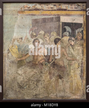 Napoli. L'Italia. Affresco di Achille' rinuncia Briseis di Agamennone. Museo Archeologico Nazionale di Napoli. Museo Archeologico Nazionale di Napoli. Foto Stock