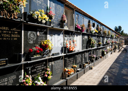 Torrevieja, Spagna - 22 Gennaio 2018: Cimitero nicchie in una città di Torrevieja. Costa Blanca. Spagna Foto Stock