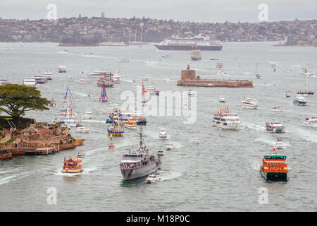 Australia annuale Giorno Ferry Boat Race - Ferrython, Porto di Sydney, Sydney, Nuovo Galles del Sud (NSW), Australia 2018 Foto Stock