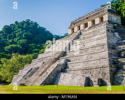 Tempio di iscrizioni, Palenque sito archeologico, Chiapas, Messico Foto Stock