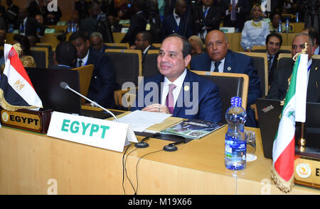 Addis Abeba, Etiopia ad Addis Abeba. 28 gen, 2018. In Egitto il Presidente Abdel-Fattah el-Sisi assiste la trentesima sessione ordinaria dell'Assemblea dei Capi di Stato e di governo dell Unione africana ad Addis Abeba, Etiopia Gennaio 28, 2018 Credito: il Presidente egiziano Ufficio APA/images/ZUMA filo/Alamy Live News Foto Stock
