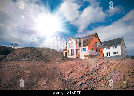 Casa Gialla in costruzione, tonica immagine Foto Stock