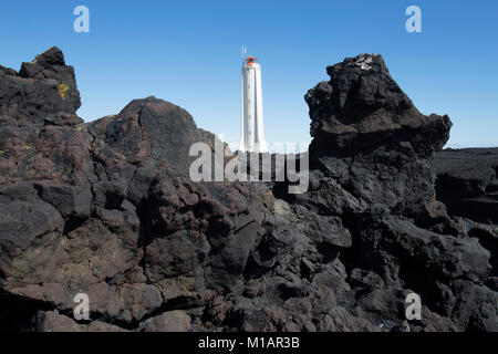 Malarrif lighhouse sulla costa ovest dell'Islanda Foto Stock