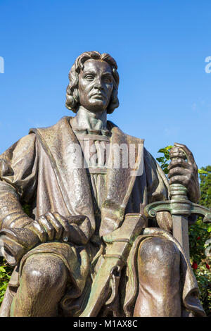 Madeira Portogallo Madeira bronzo Christopher Columbus statua Santa Catarina Park, Avenida do Infante Funchal Centro città Madeira Portogallo UE Europa Foto Stock