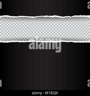 Nero carta strappata modello con ombra su sfondo trasparente Illustrazione Vettoriale