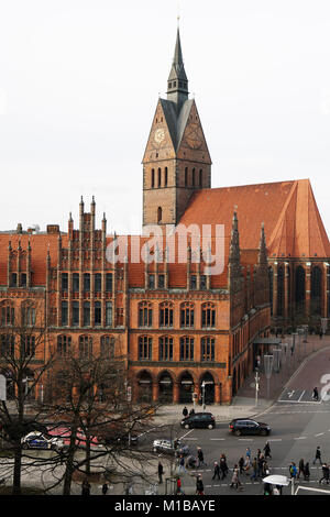 Altes Rathaus e Marktkirche in Hannover Germania Foto Stock