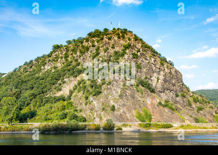 Loreley Rock, Rheingau, Patrimonio Mondiale UNESCO Valle del Reno superiore e centrale, Germania Foto Stock