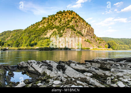 Loreley Rock, Rheingau, Patrimonio Mondiale UNESCO Valle del Reno superiore e centrale, Germania Foto Stock