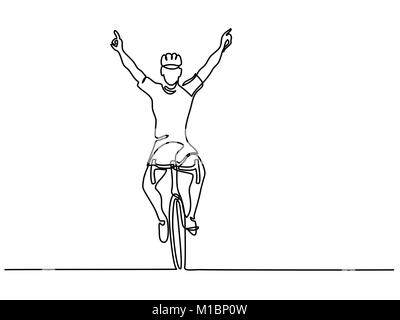L'uomo ciclista vincitore in concorrenza in bicicletta Illustrazione Vettoriale