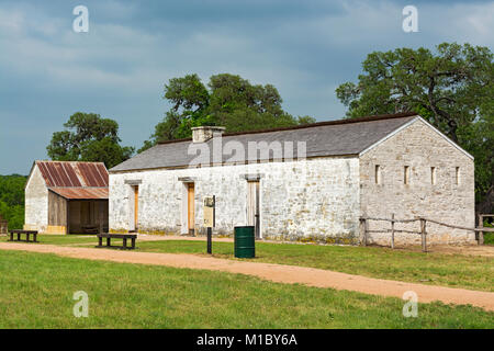 Texas Hill Country, Fredericksburg, Fort Martin Scott, esercito di frontiera post operato 1848-1853, Guardiola originale Foto Stock