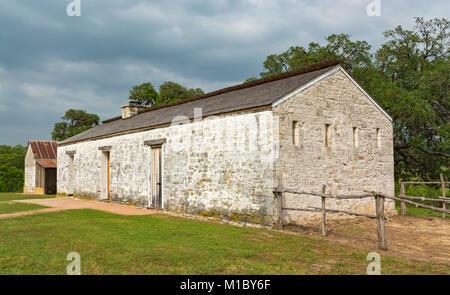 Texas Hill Country, Fredericksburg, Fort Martin Scott, esercito di frontiera post operato 1848-1853, Guardiola originale Foto Stock