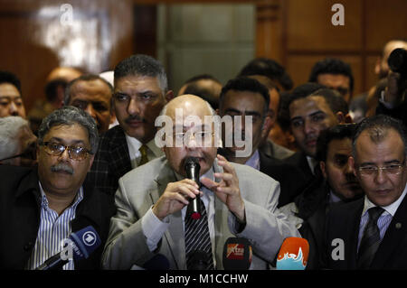 Il Cairo, Egitto. 29 gen, 2018. Il candidato presidenziale Mousa Mostafa Mousa, presidente del partito Ghad, parla nel corso di una conferenza stampa al Cairo, Egitto Gennaio 29, 2018 Credit: Sayed Amr/immagini APA/ZUMA filo/Alamy Live News Foto Stock