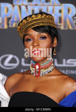 Los Angeles, CA, Stati Uniti d'America. 29 gen, 2018. Janelle Monae presso gli arrivi per la Marvel Studios Black Panther Premiere, Dolby Theatre a Hollywood e Highland Center, Los Angeles, CA 29 gennaio 2018. Credito: Elizabeth Goodenough/Everett raccolta/Alamy Live News Foto Stock