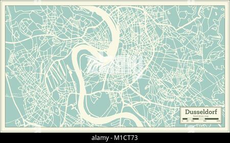 Dusseldorf Germania Mappa della città in stile retrò. Mappa di contorno. Illustrazione Vettoriale. Illustrazione Vettoriale