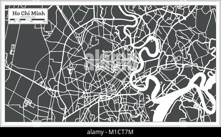 Ho Chi Minh Vietnam Mappa della città in stile retrò. Mappa di contorno. Illustrazione Vettoriale. Illustrazione Vettoriale