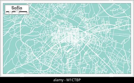 Sofia Bulgaria Mappa della città in stile retrò. Mappa di contorno. Illustrazione Vettoriale. Illustrazione Vettoriale