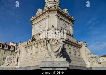 Colonna, Piazza Rossio, Città Vecchia, Lisbona, Portogallo, Saeule, Rossio-Platz, Altstadt, Lisbona Foto Stock