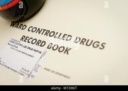 Erogazione di farmaci controllato su un ospedale. Oppiacei sintetici di metadone. Foto Stock