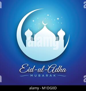 Eid-ul-Adha Mubarak scena blu Vector Graphic Design della scheda Illustrazione Vettoriale