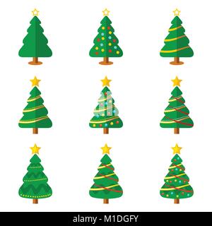 Albero di Natale piatto vettore icona illustrazione grafica simbolo segno Set Design Illustrazione Vettoriale