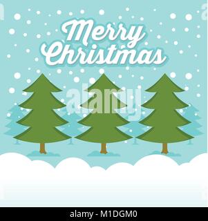 Nevoso Inverno Merry Christmas Greeting Card Illustration Design Illustrazione Vettoriale